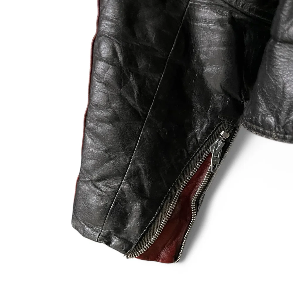ジャケット・アウター 70s vintage Bristol 2tone lether jacket Vintage 1970s Bristol Leather Motorcycle Jacket - Cafe Racer Style